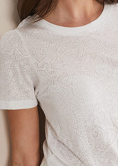 Kinsley Pointelle Jersey Tee - White