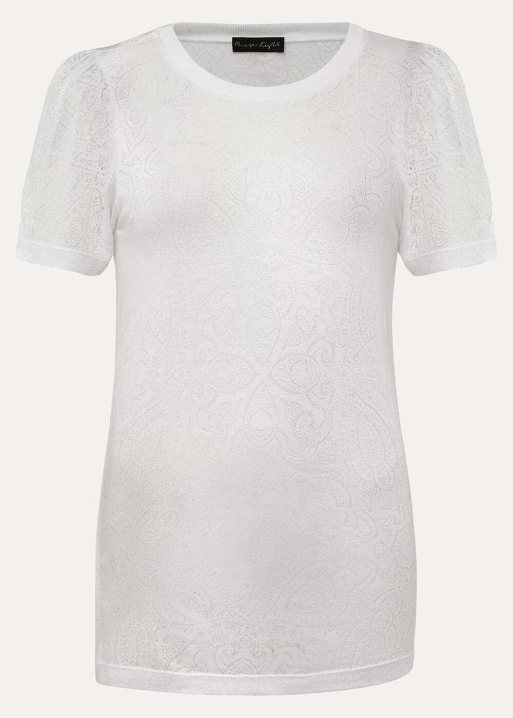 Kinsley Pointelle Jersey Tee - White