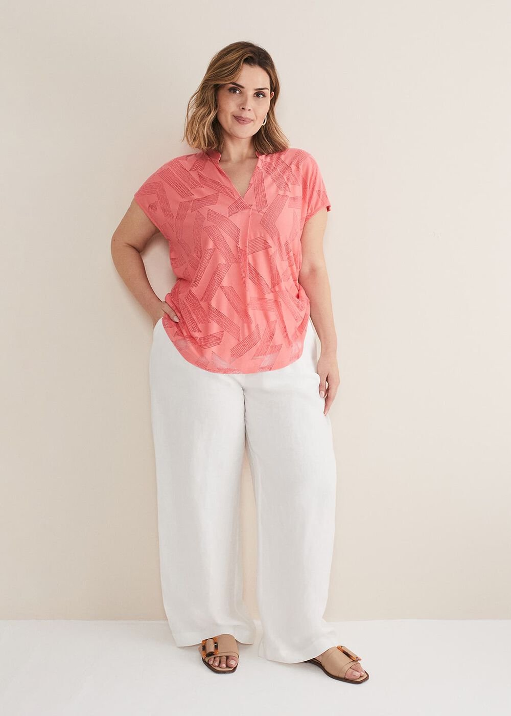 Mylah Burnout Abstract Top - Apricot