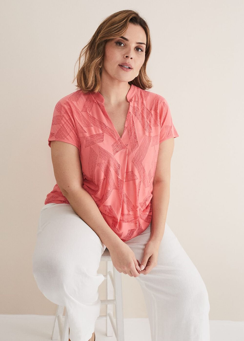 Mylah Burnout Abstract Top - Apricot