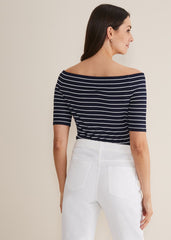 Taylah Striped Bandeau Top - Navy/Ivory