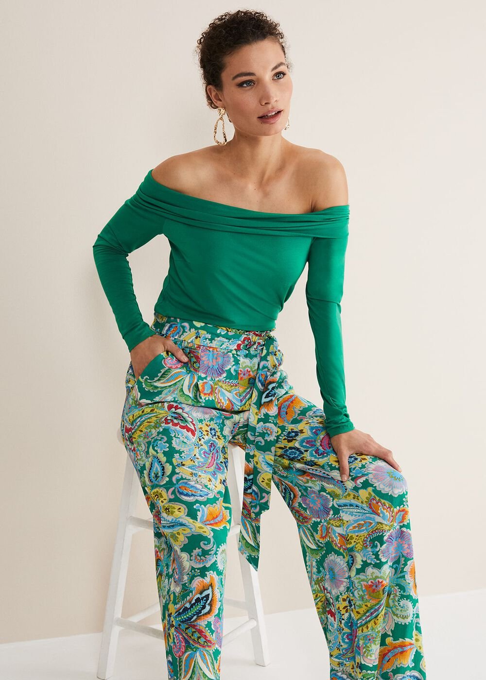 Emili Bardot Top - Green