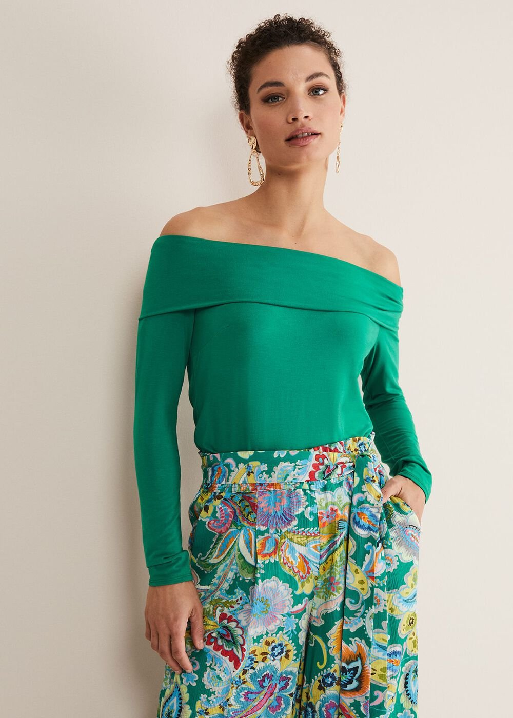 Emili Bardot Top - Green