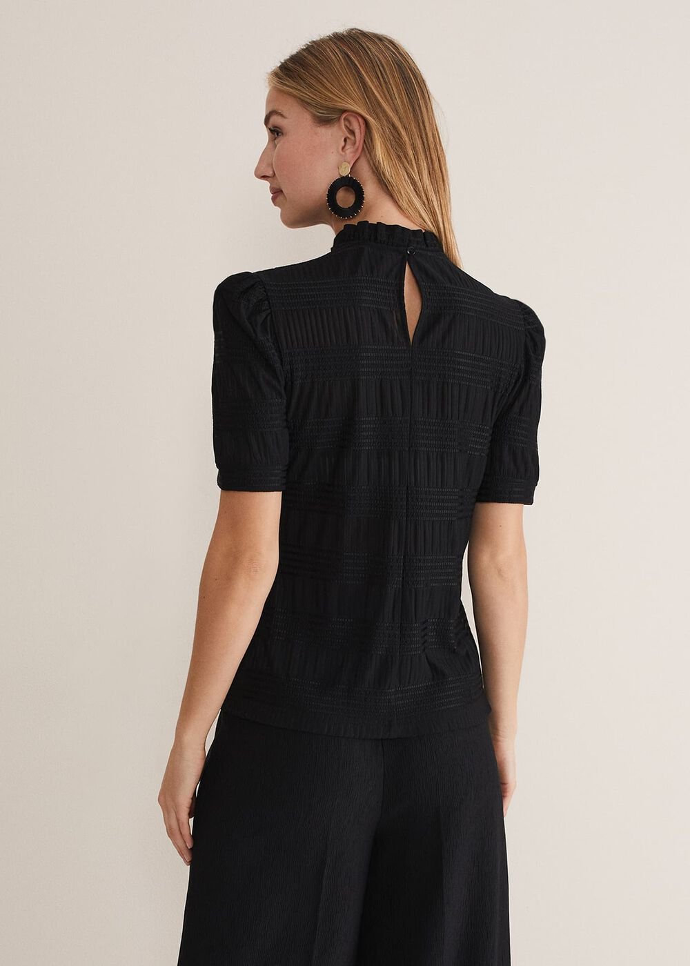 Samiha Textured Top - Black