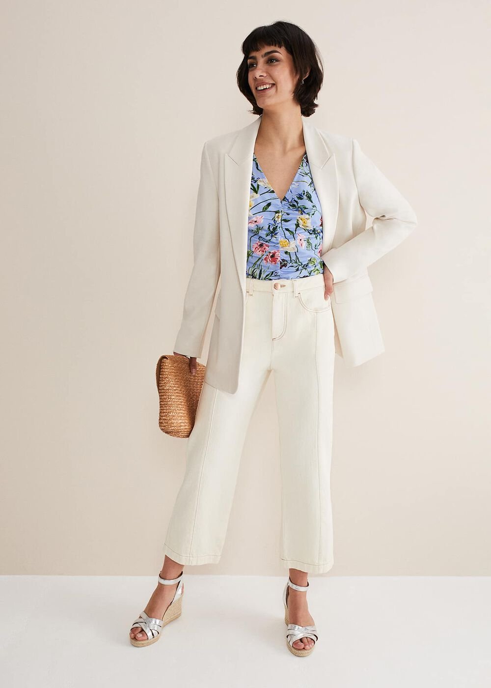 Donda Floral Ruched Top - Blue/Multi