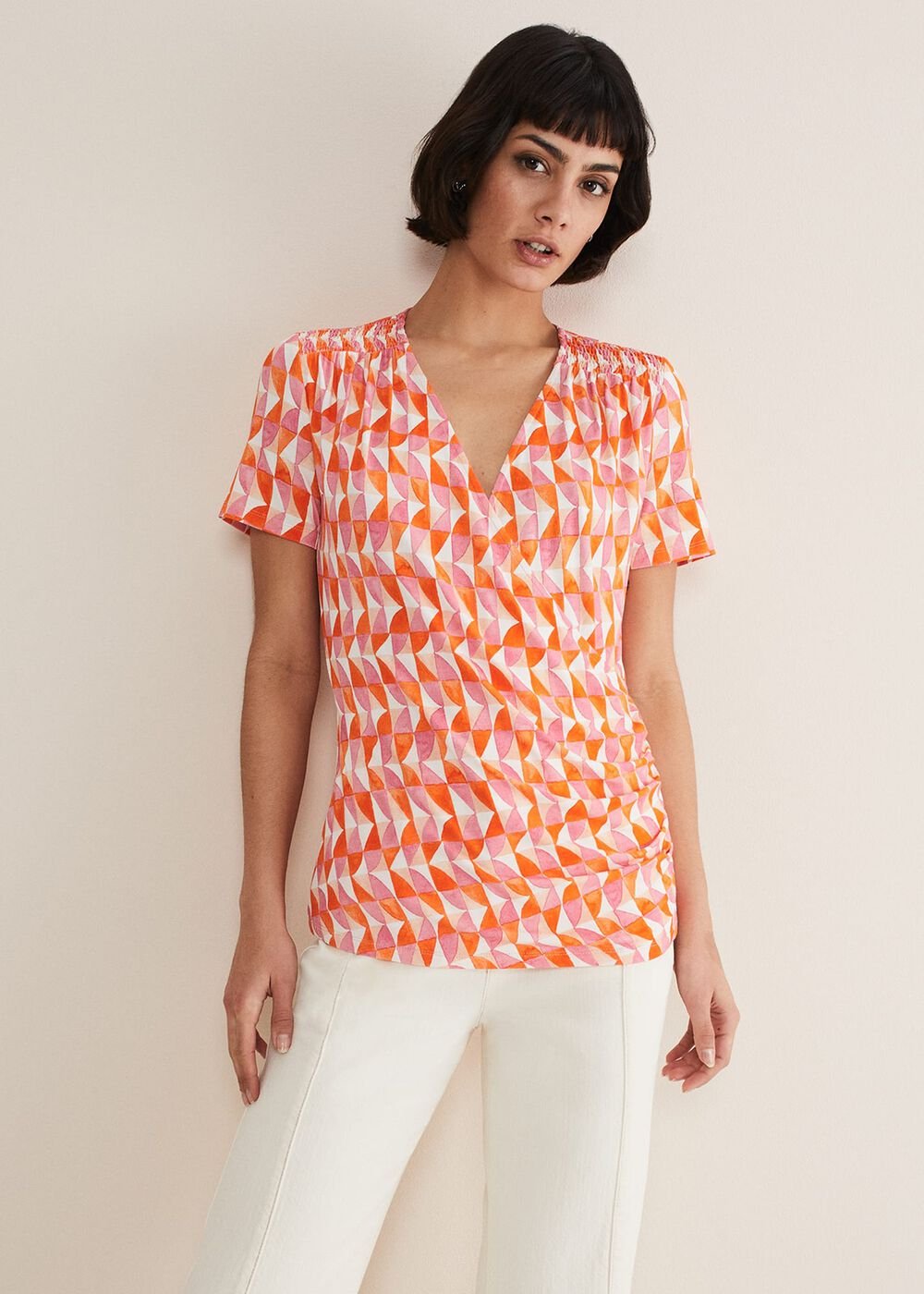 Loicia Geo Wrap Top - Pink