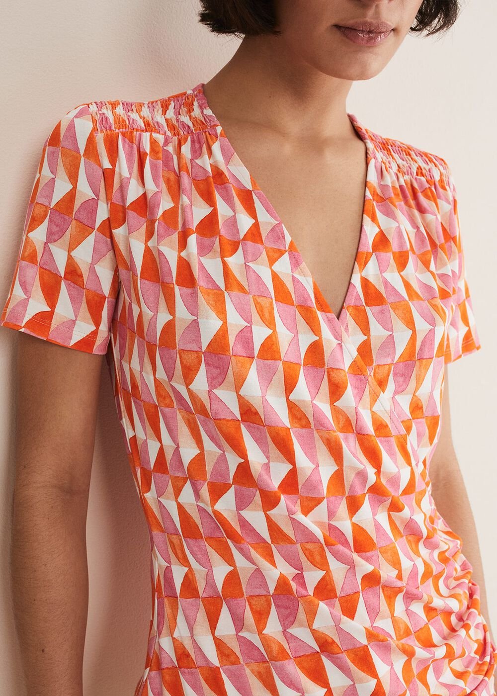 Loicia Geo Wrap Top - Pink