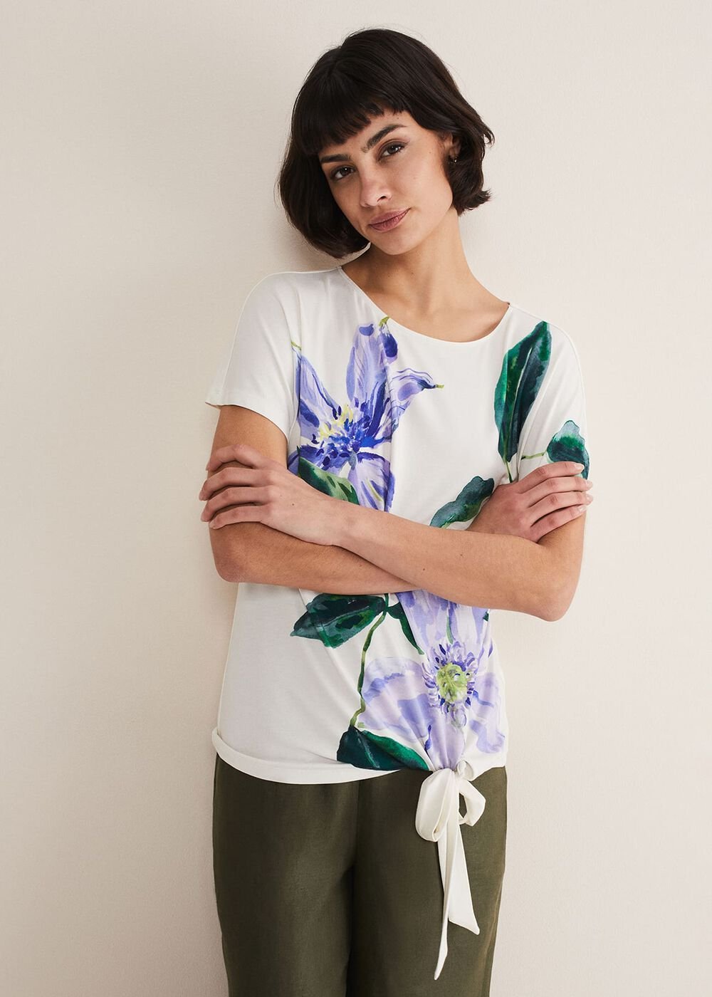 Fiorella Tie Front Top - Ivory