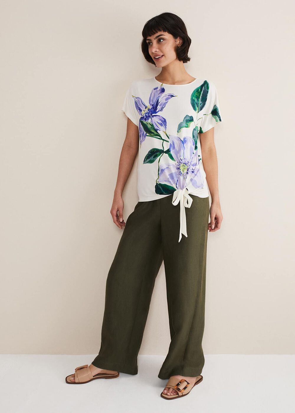 Fiorella Tie Front Top - Ivory