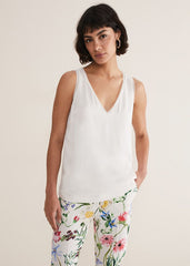 Bellamy Satin Sleeveless Top - Oyster