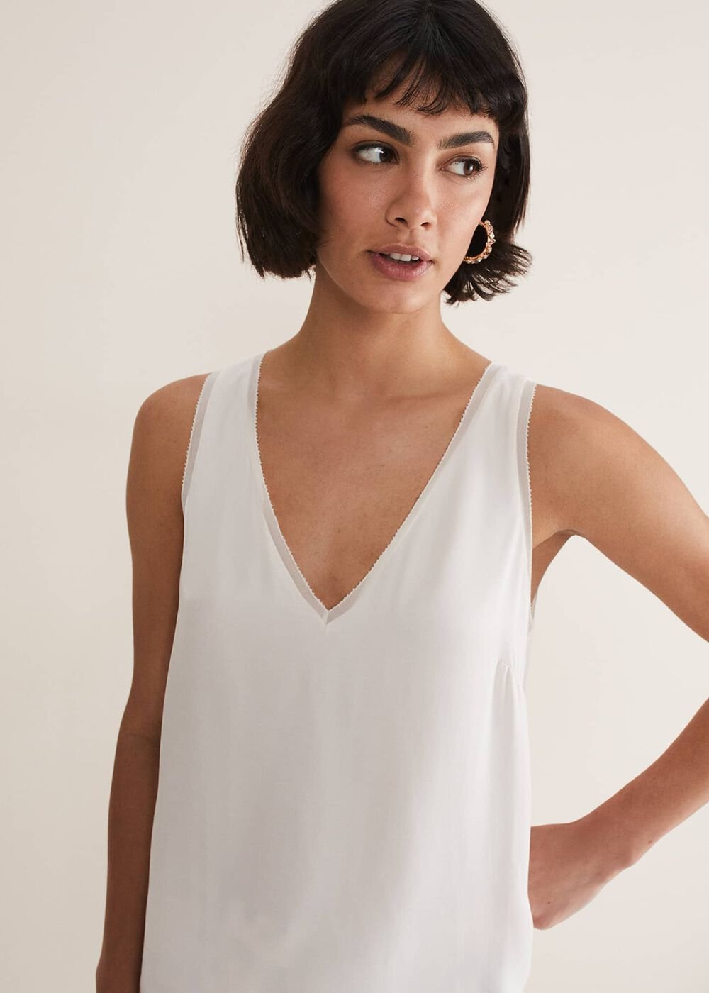Bellamy Satin Sleeveless Top - Oyster