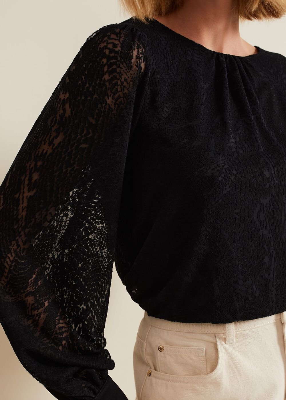 Azarliah Snake Burnout Top - Black