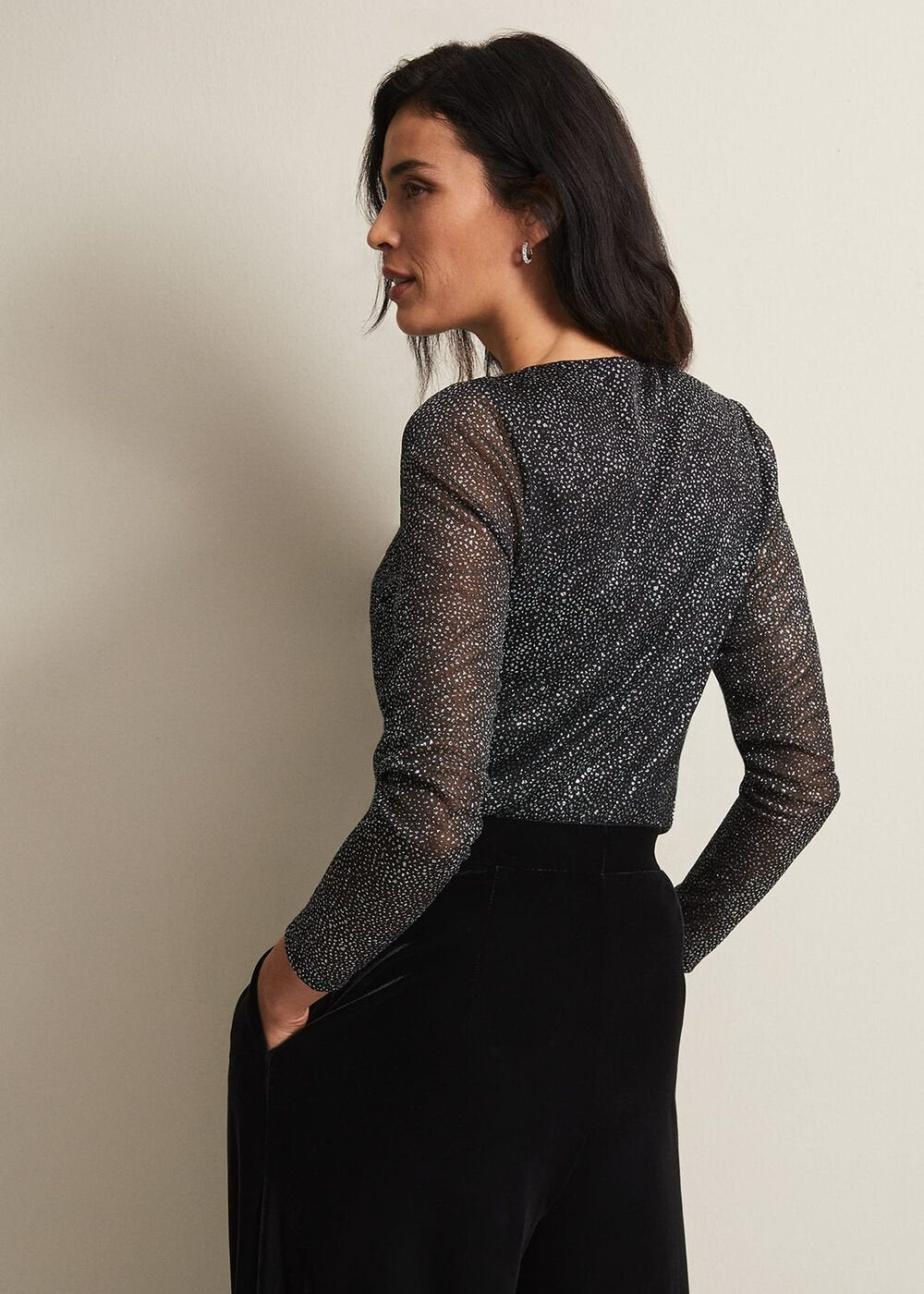 Sera Shimmer Cowl Neck Top - Teal