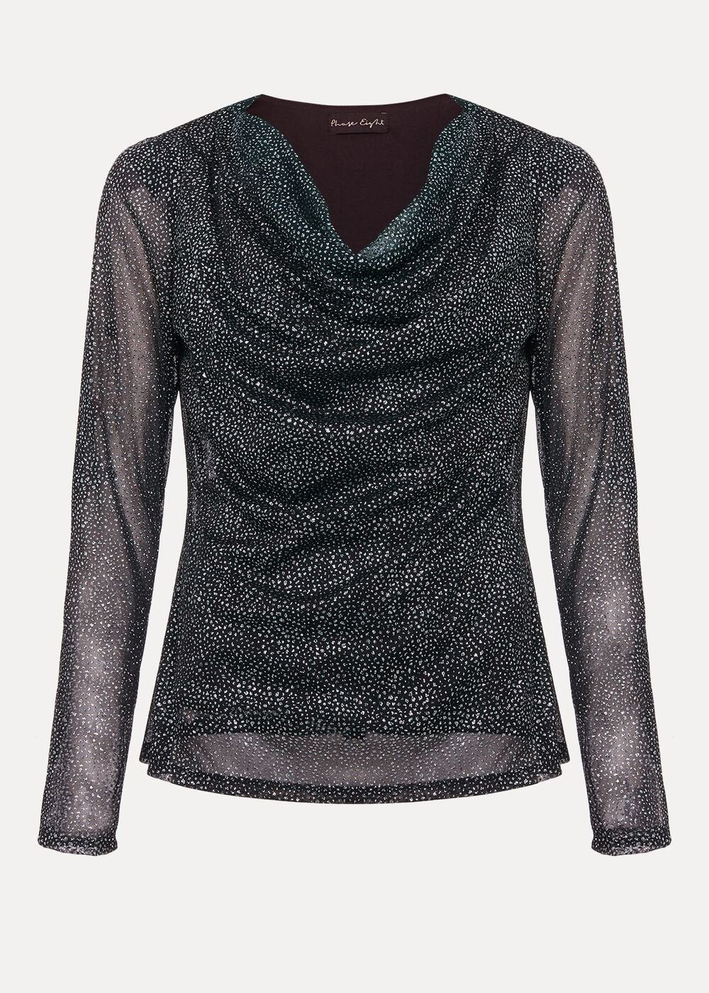 Sera Shimmer Cowl Neck Top - Teal