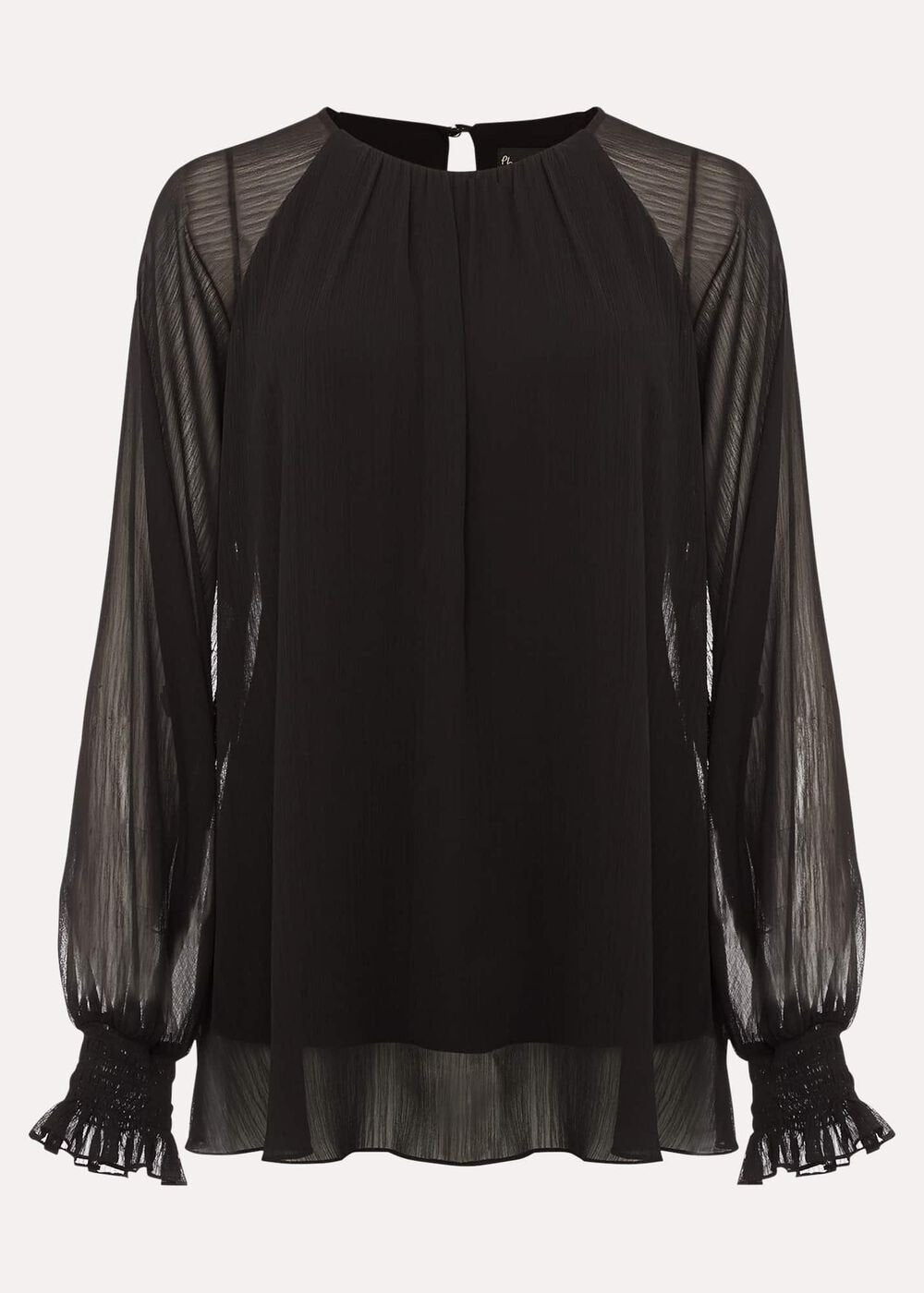 Aria Chiffon Double Layer Top - Black