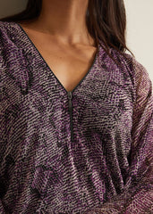 Elyza Snake Mesh Print Top - Multi-Coloured