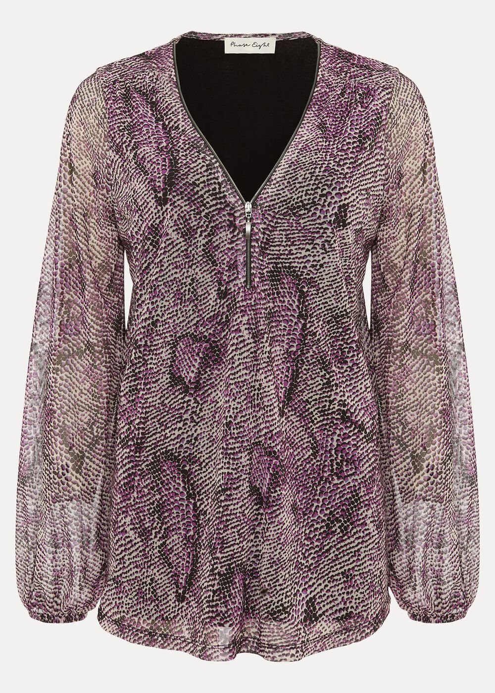 Elyza Snake Mesh Print Top - Multi-Coloured
