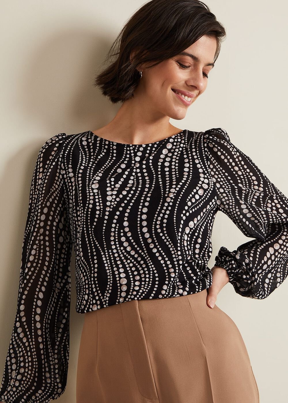 Patricia Pearl Print Woven Mix Top - Black