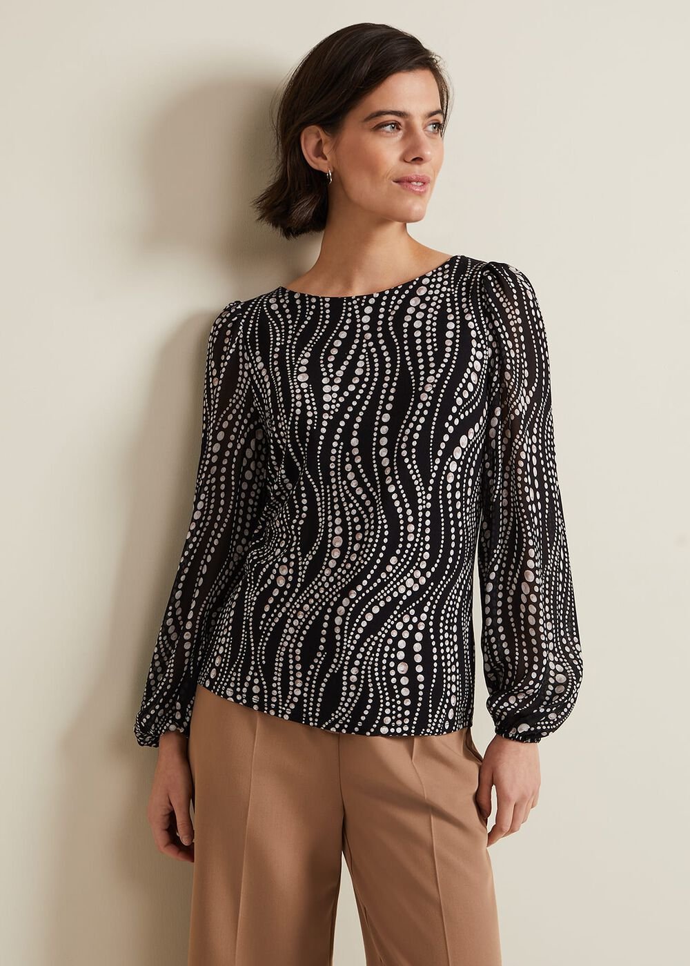 Patricia Pearl Print Woven Mix Top - Black