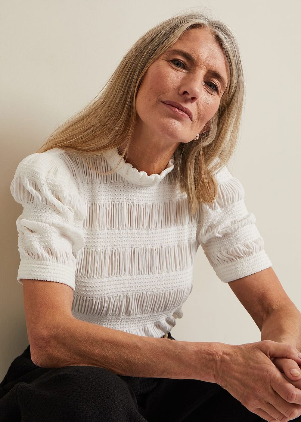 Samiha Textured Top - Ivory