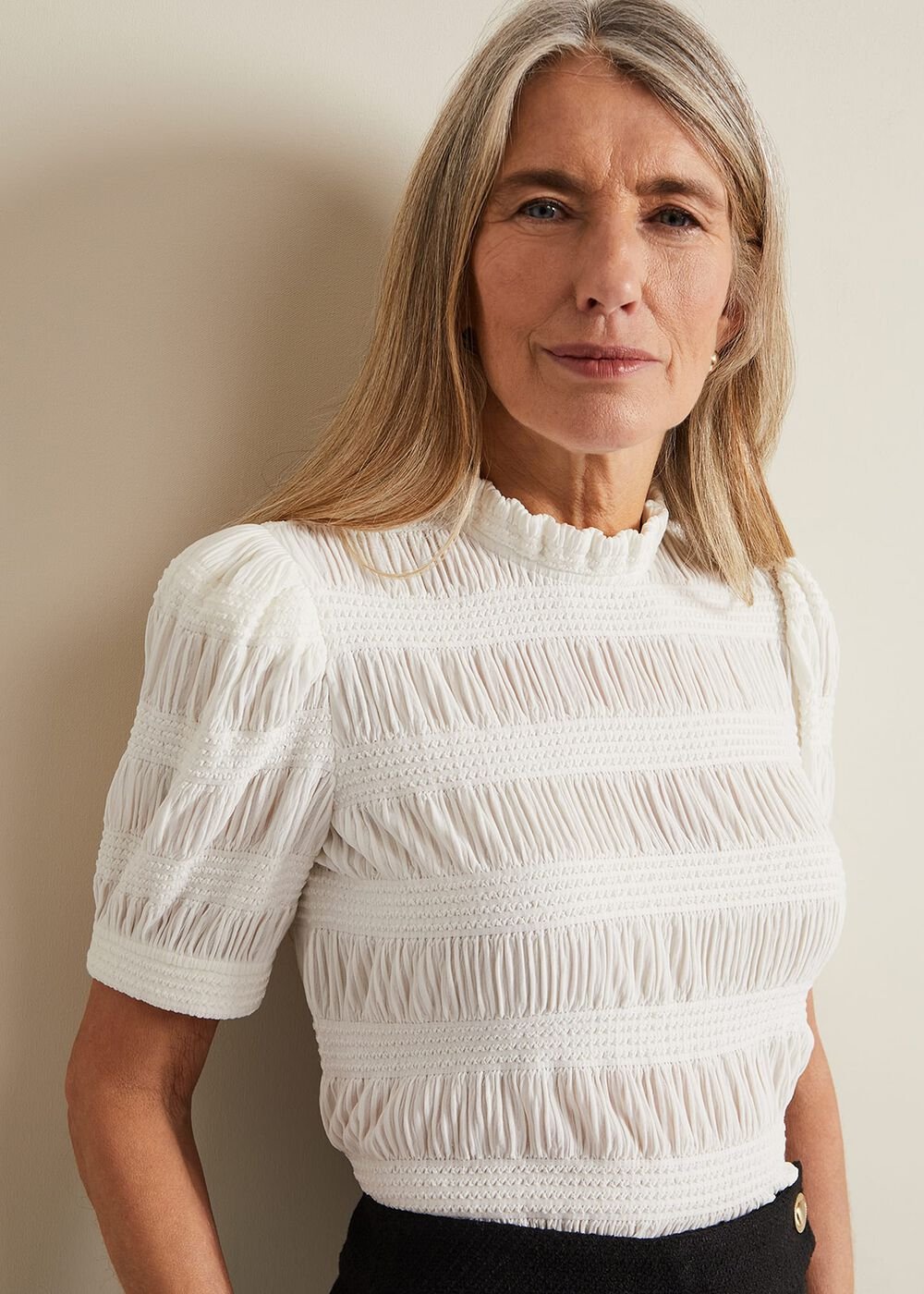 Samiha Textured Top - Ivory