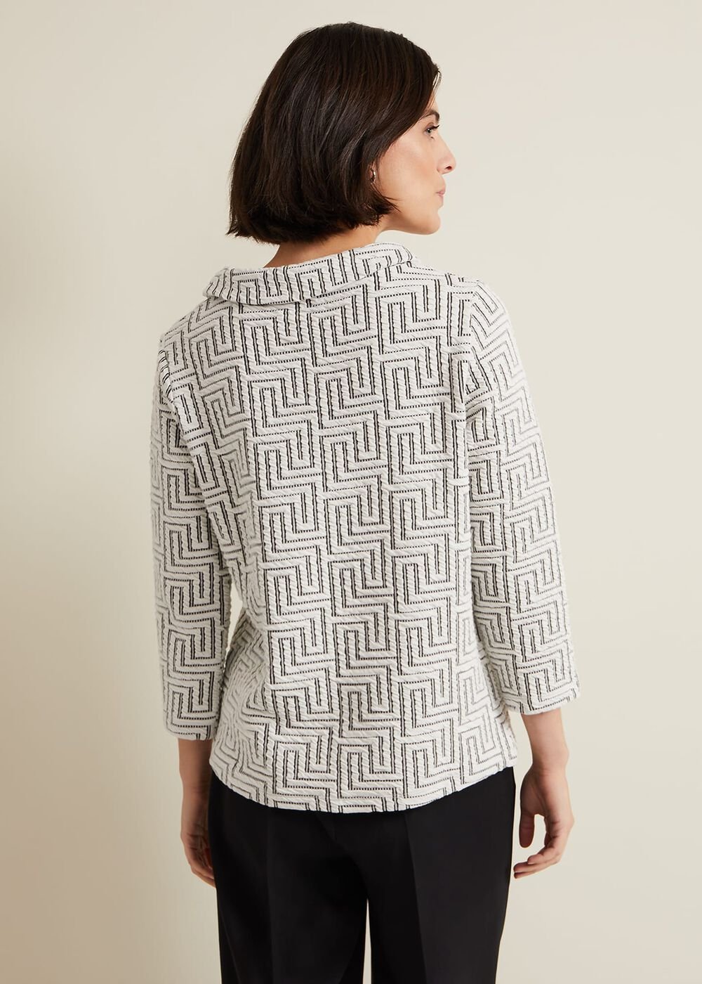Rena Textured Top - Ivory/Black