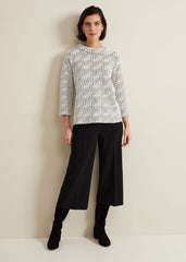Rena Textured Top - Ivory/Black