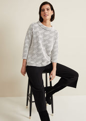 Rena Textured Top - Ivory/Black
