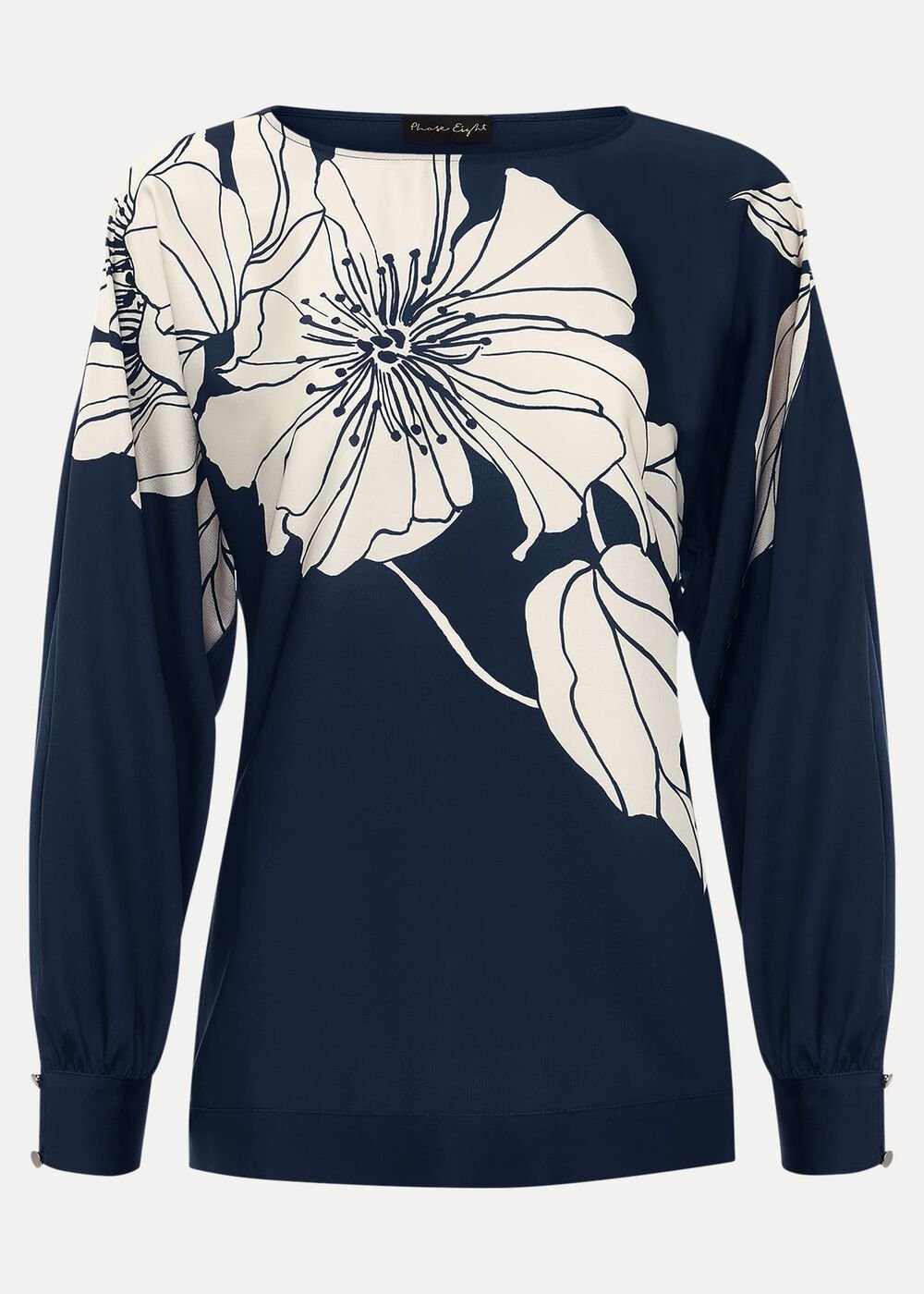 Alora Floral Woven Front Top - Navy