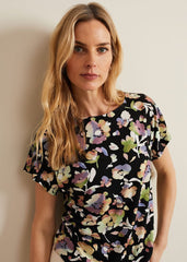 Maddie Watercolor Top - Black/Multi