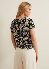 Maddie Watercolor Top - Black/Multi