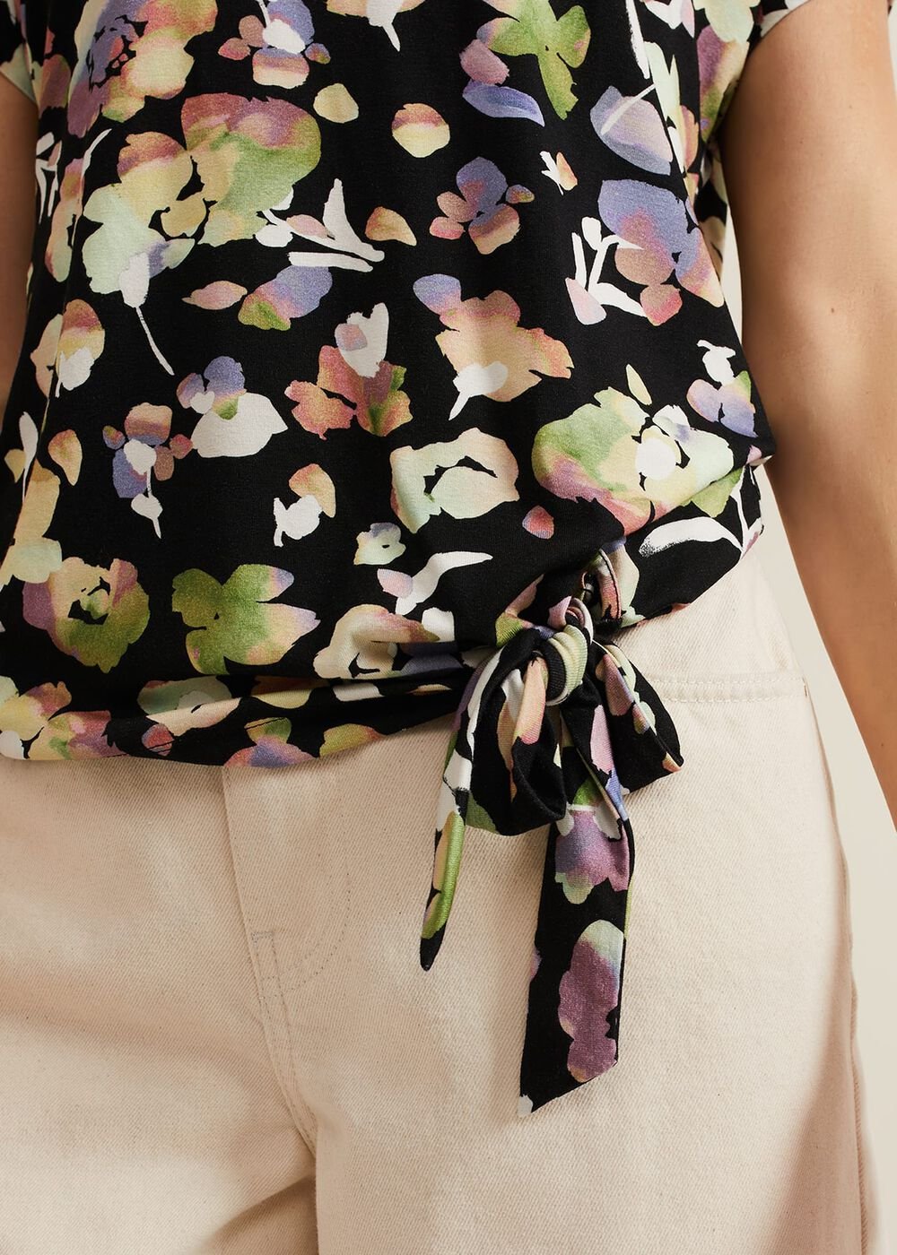 Maddie Watercolor Top - Black/Multi