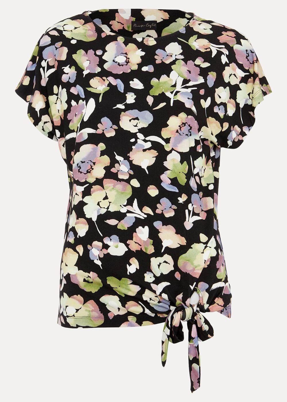Maddie Watercolor Top - Black/Multi