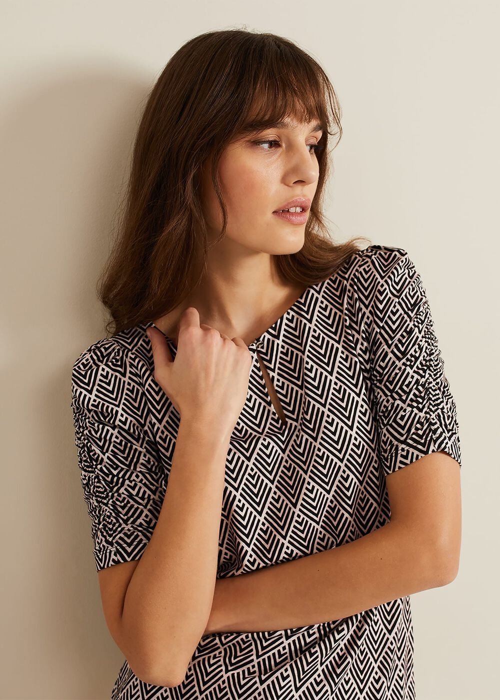 Evelyn Geo Print Top - Black/Multi