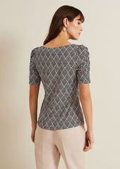 Evelyn Geo Print Top - Black/Multi