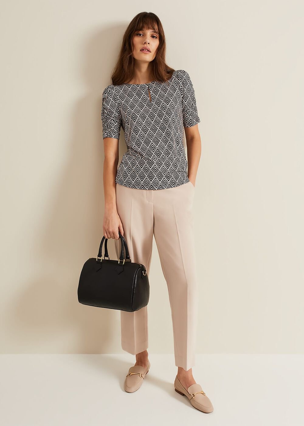 Evelyn Geo Print Top - Black/Multi