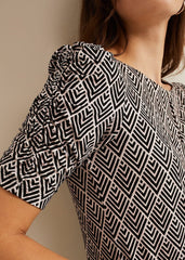 Evelyn Geo Print Top - Black/Multi