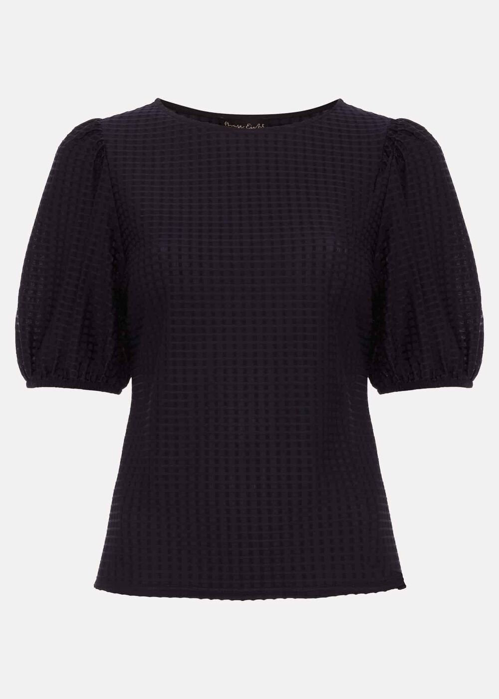 Adley Texture Bubble Sleeve Top - Navy