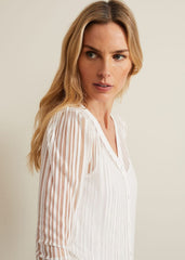 Loraine Linear Burnout Top - Ivory