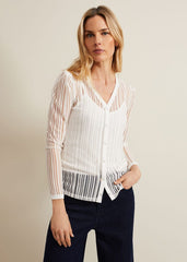 Loraine Linear Burnout Top - Ivory