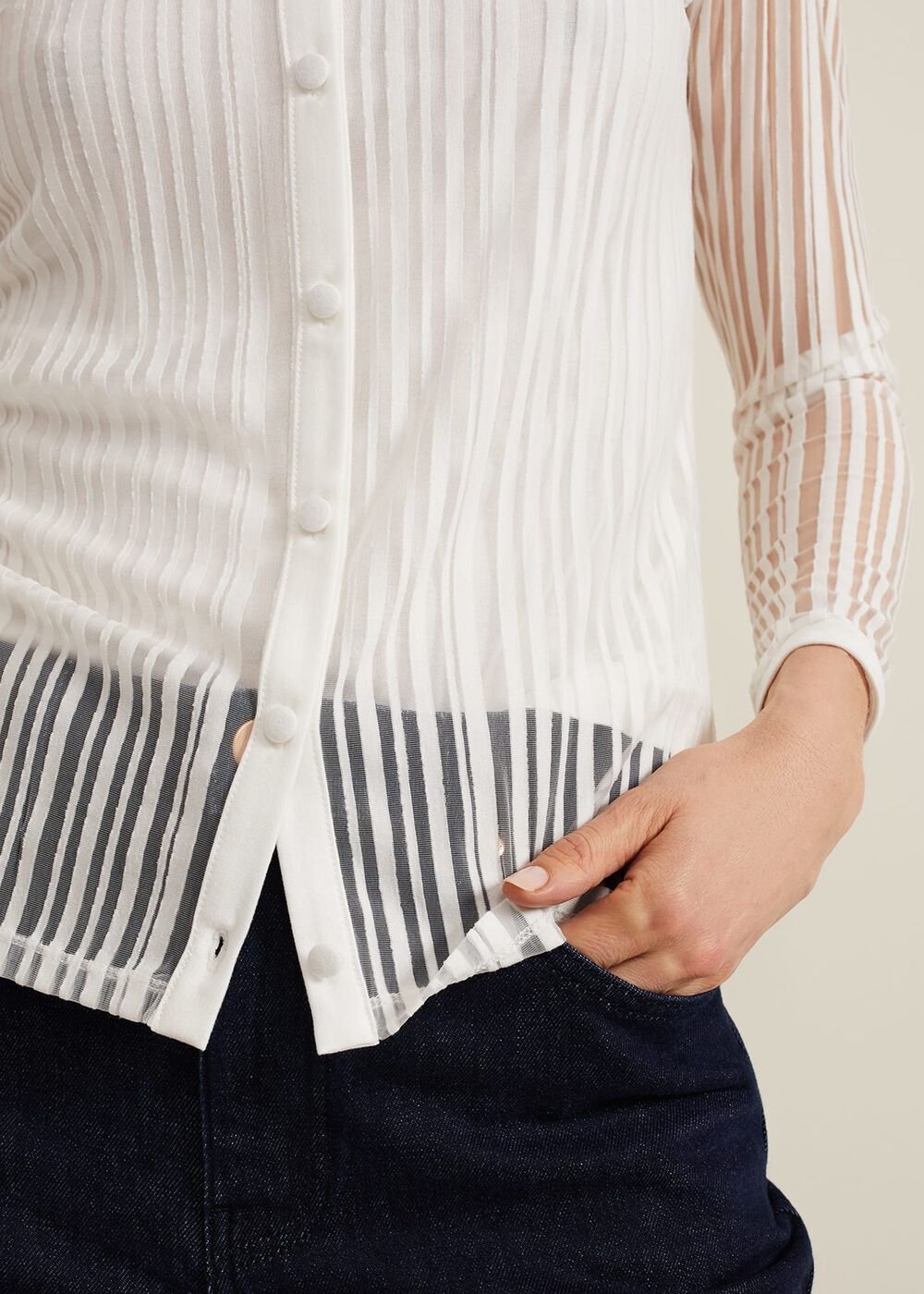 Loraine Linear Burnout Top - Ivory