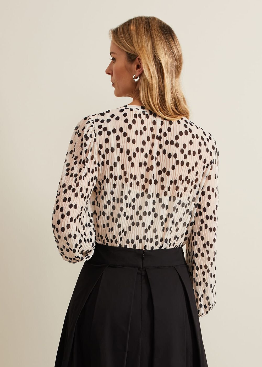 Sophia Spot Textured Mesh Top - Ivory