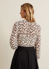 Sophia Spot Textured Mesh Top - Ivory