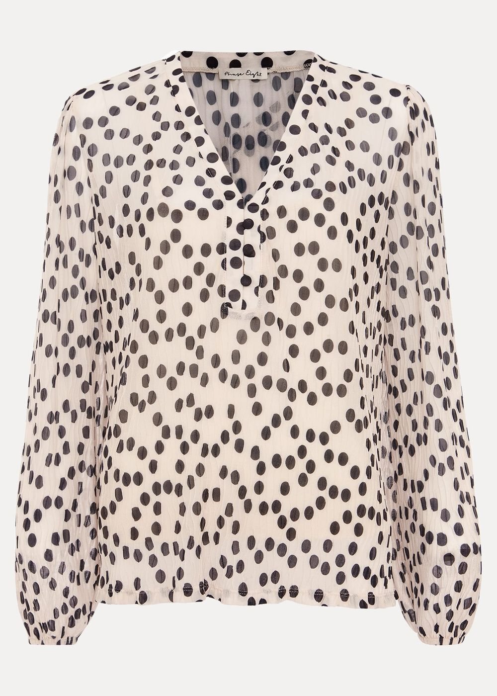 Sophia Spot Textured Mesh Top - Ivory