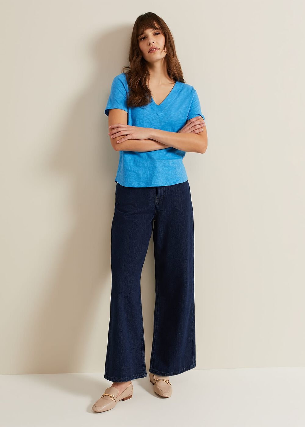 Elspeth V Neck Top - Blue