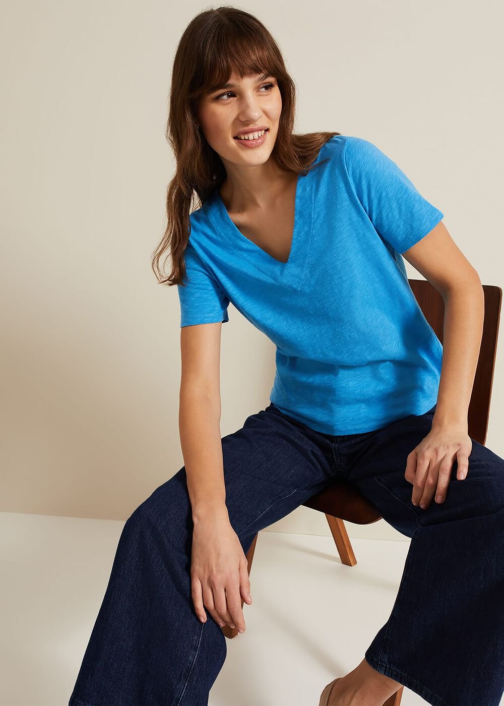 Elspeth V Neck Top - Blue