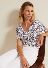 Alice Leaf Print Top - Purple