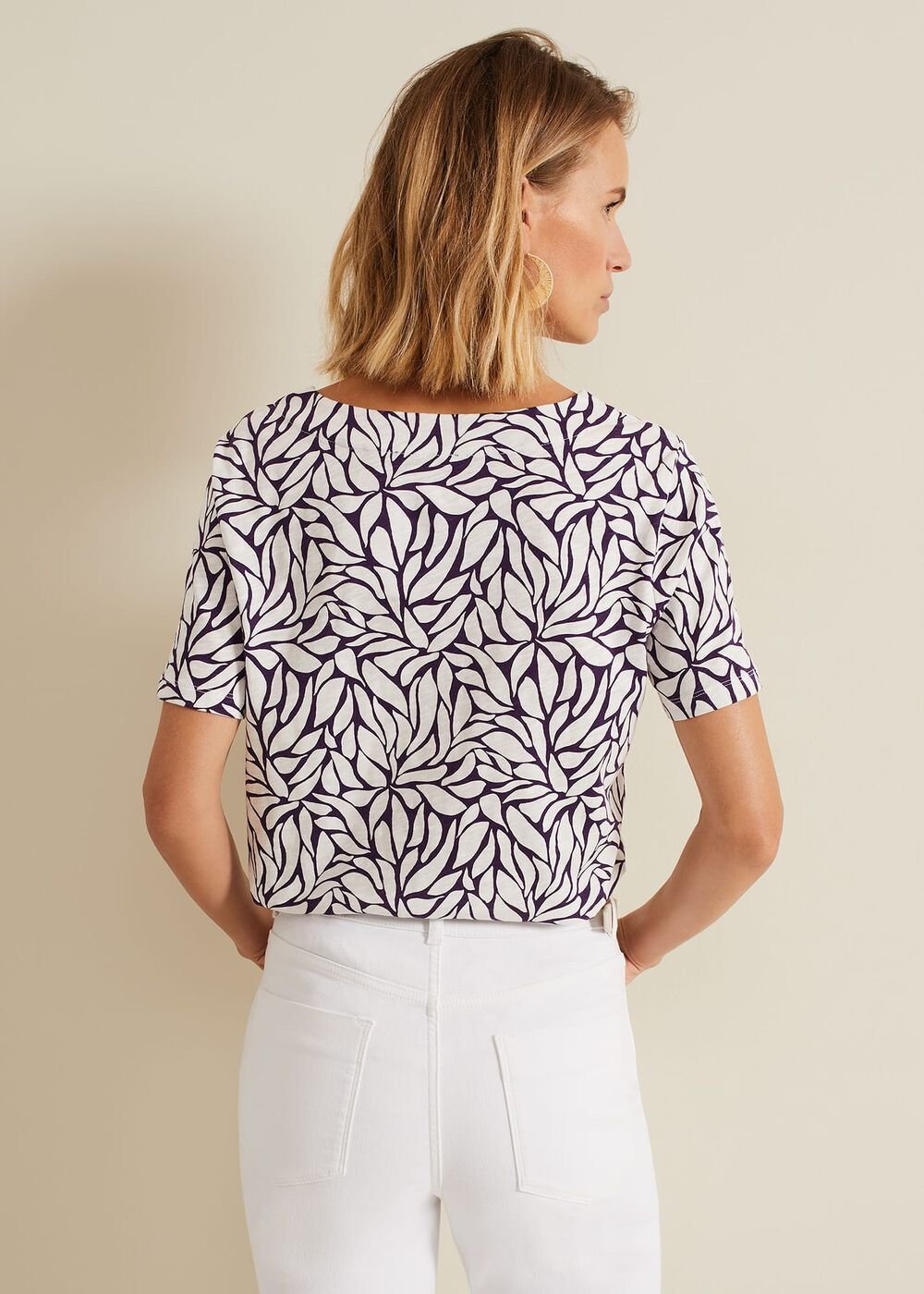 Alice Leaf Print Top - Purple