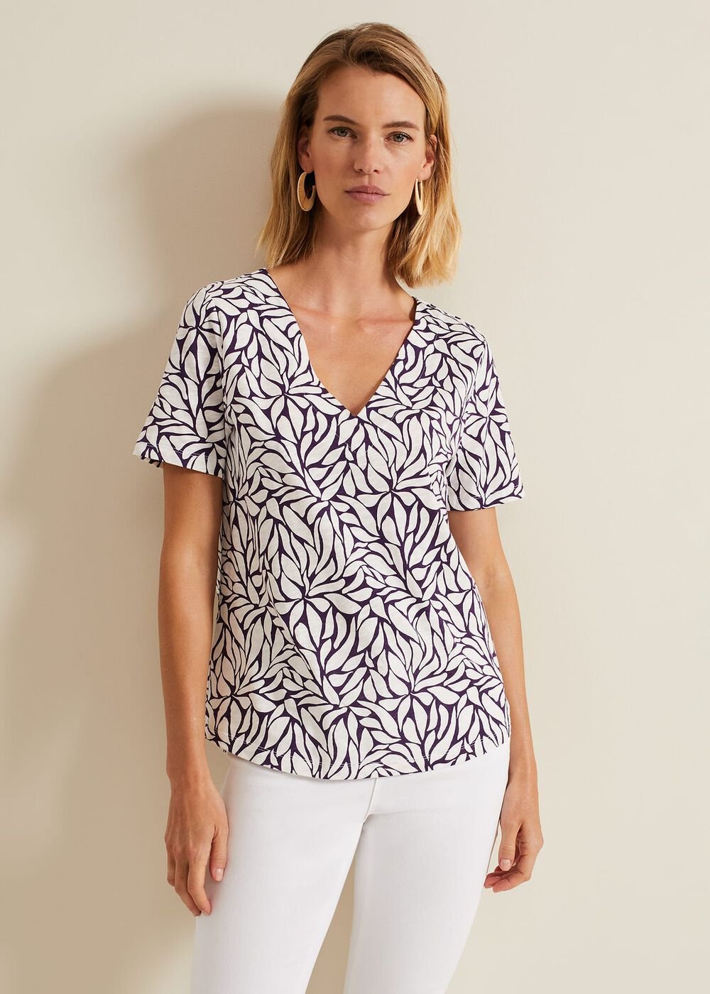 Alice Leaf Print Top - Purple