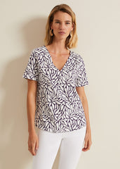Alice Leaf Print Top - Purple